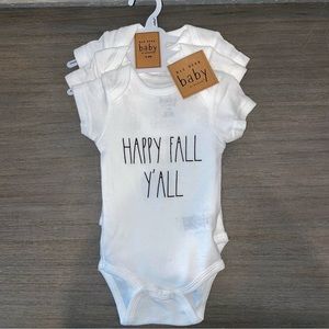 RAE Dunn Fall Themed Set of 3 Onesies, 3-6 Months